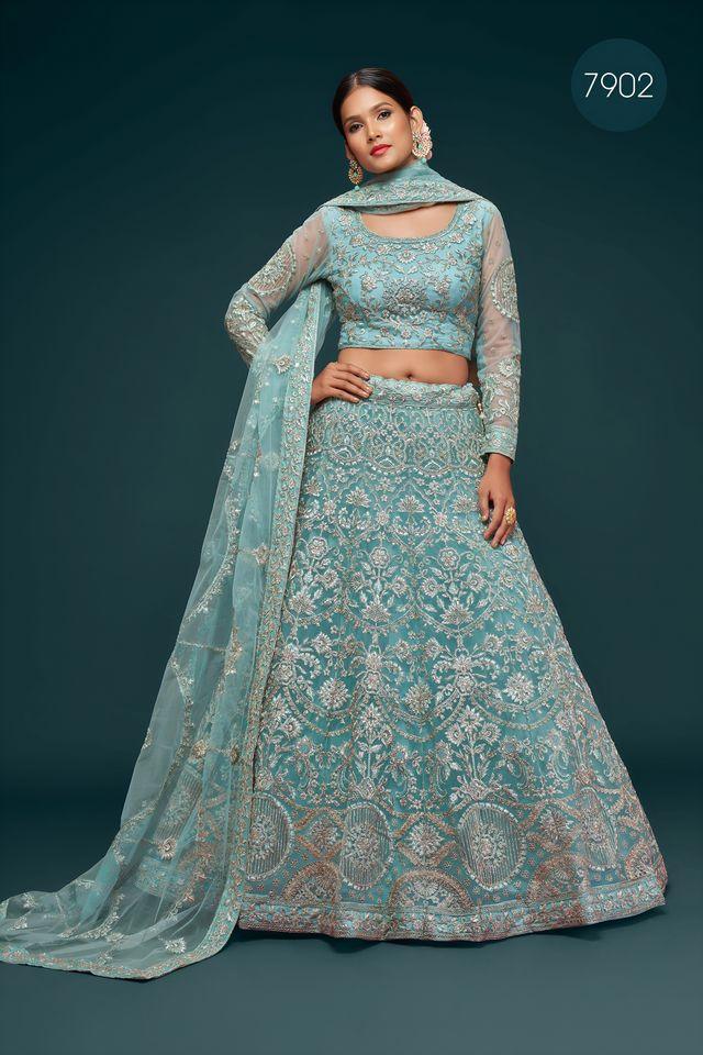 The Shimmers Ocean Aqua Lehenga